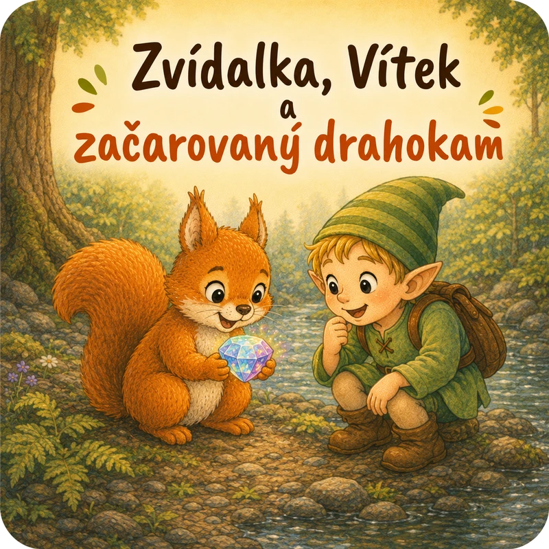 Úvodní ilustrace: Zvídalka, Vítek a začarovaný drahokam
